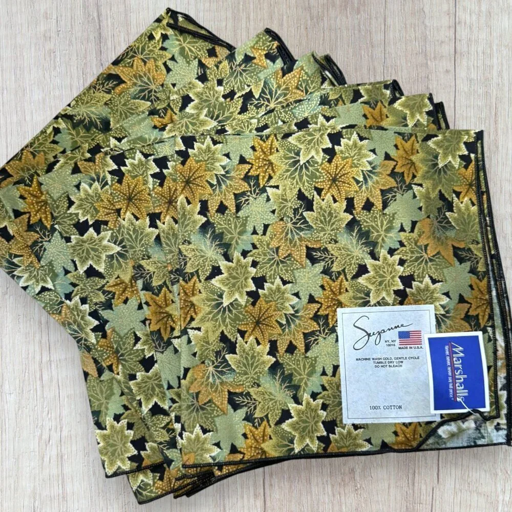 NWT Suzanne Vintage 24pc Placemat Napkin Set Ivy Botanical Leaf Print NOS USA